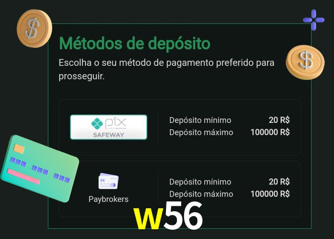 O cassino w56 oferece uma grande variedade de métodos de pagamento